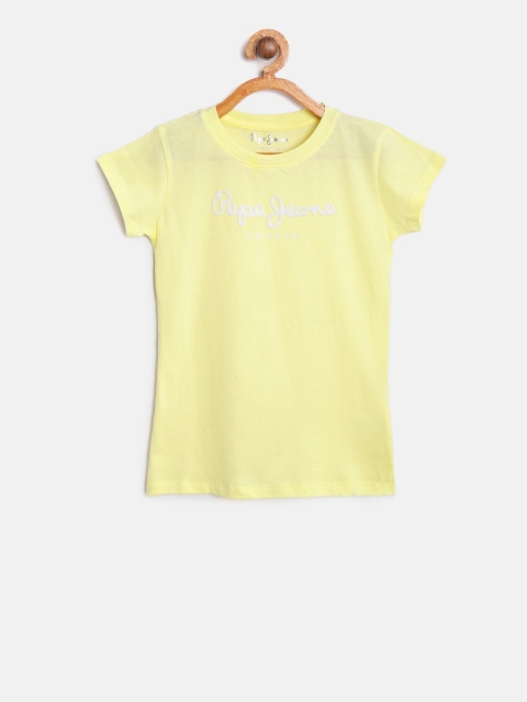 

Pepe Jeans Girls Yellow Solid Round Neck T-shirt