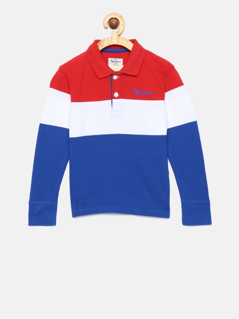 

Pepe Jeans Boys Red & Blue Colorblocked Polo Collar T-shirt