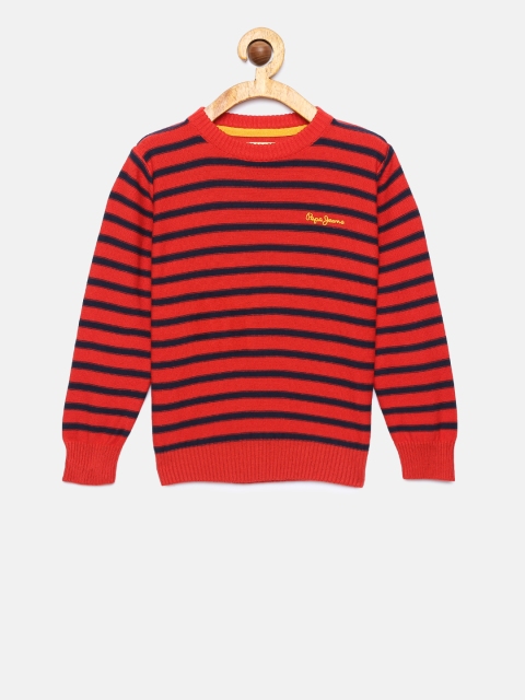 

Pepe Jeans Boys Red & Black Striped Pullover