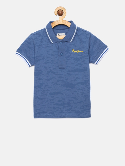 

Pepe Jeans Boys Blue Solid Polo Collar T-shirt