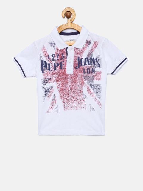 

Pepe Jeans Boys White Printed Polo Collar T-shirt