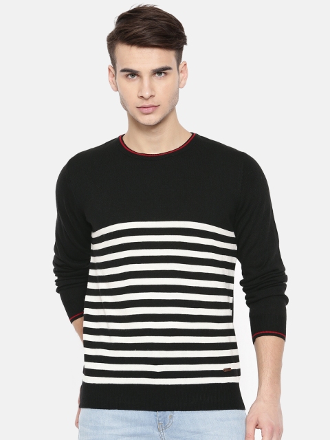 

People Men Black & White Striped Pullover
