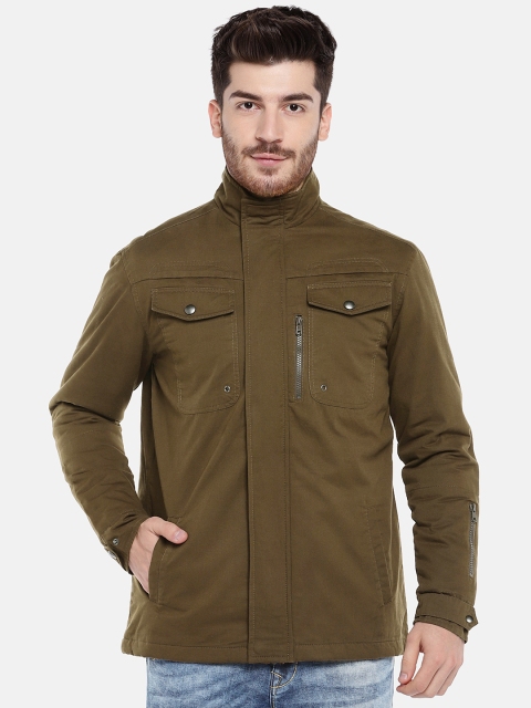 

People Men Beige Solid Puffer Jacket