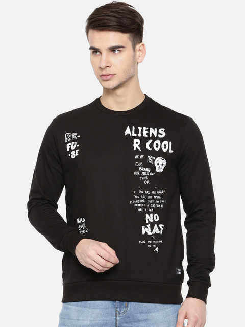 

People Men Black Printed Sweatshirt