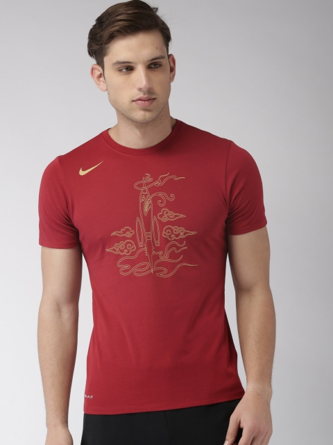 

Nike Red AS HOU M NK DRY TEE ES CE Printed T-shirt