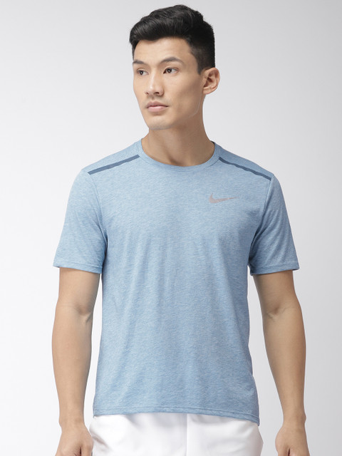 

Nike Men Blue AS M NK BRTHE RISE DRI-FIT Technology Self Design T-Shirt