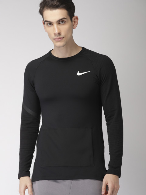 

Nike Men Black Solid Slim Fit LS PX 3.0 Dri-FIT Training Round Neck T-Shirt