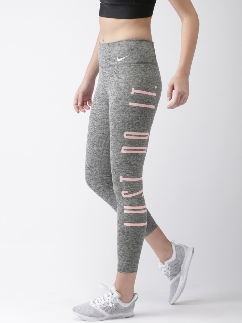 

Nike Women Grey Solid Tight Fit PWR HBR GRX GYM H Tights