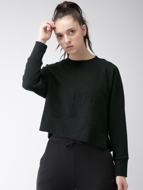 

Nike Women Black Solid Loose Fit VERSA CREW Dri-FIT Training Sweatshirt
