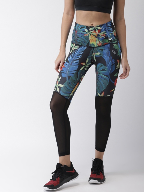 

Nike Women Black Printed DRI- FIT PWR 7/8 HYPER FEM Tights