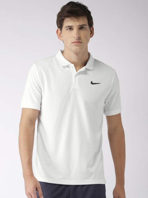

Nike Men White Solid POLO TEAM Standard Fit Polo Collar Dri-FIT Tennis T-shirt