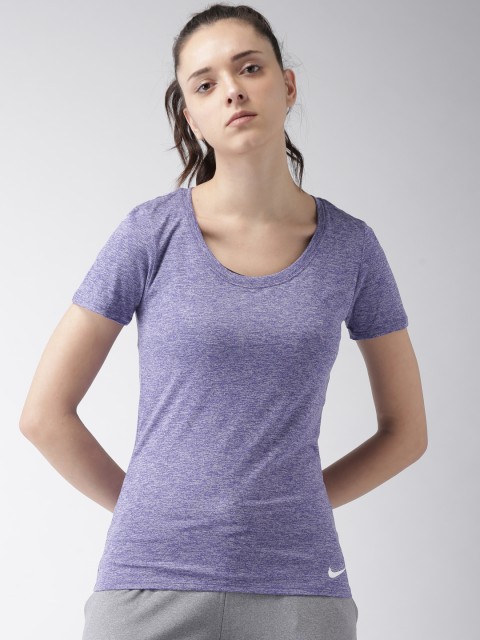 

Nike Women Blue DRY LGND SCP Solid Round Neck T-shirt