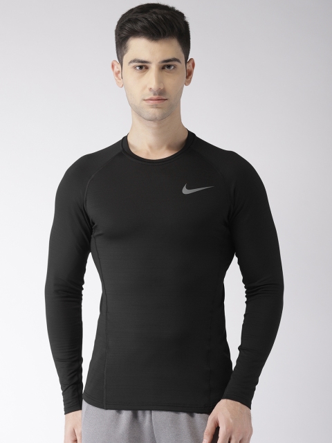

Nike Men Black Solid THRMA LS Training DRI-FIT Round Neck T-shirt