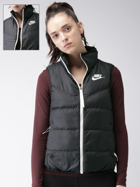 

Nike Women Black Solid Standard Fit DWN FILL VEST Reversible Padded Jacket
