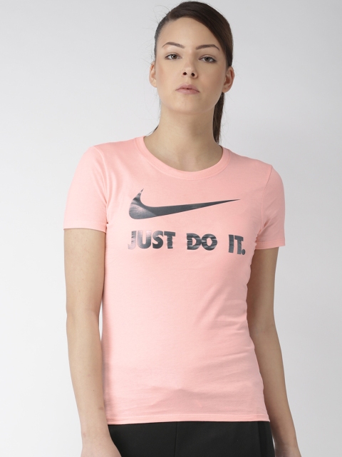 

Nike Women Pink Printed Regular Fit NSW TEE CREW JDI SWSH HBR Sport Tshirt