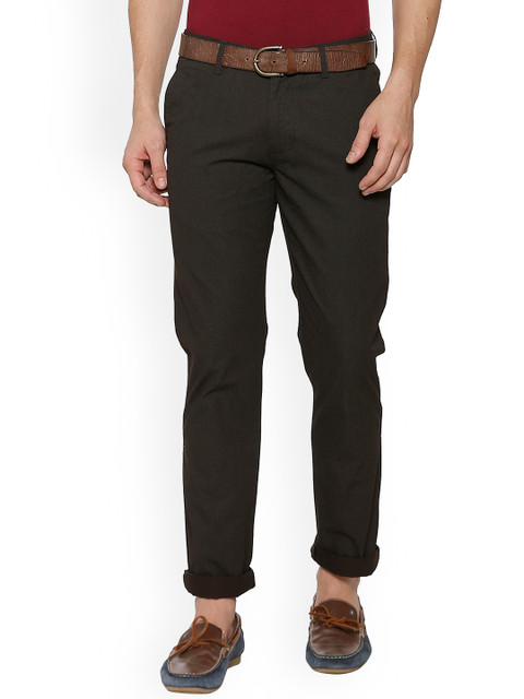

Peter England Casuals Men Brown Slim Fit Self Design Chinos