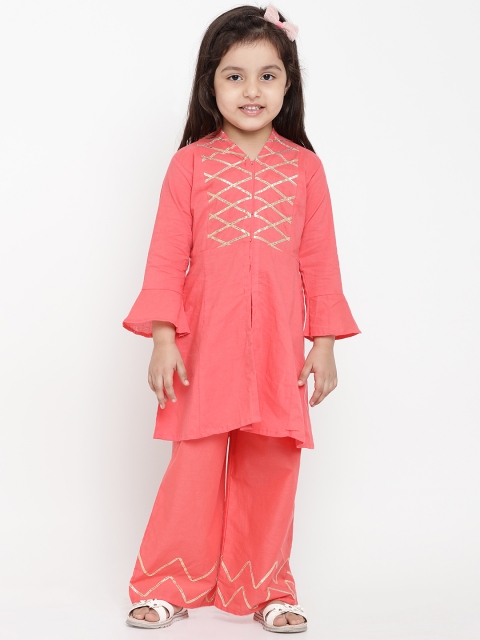 

Bitiya by Bhama Girls Pink Yoke Design Kurta with Palazzos