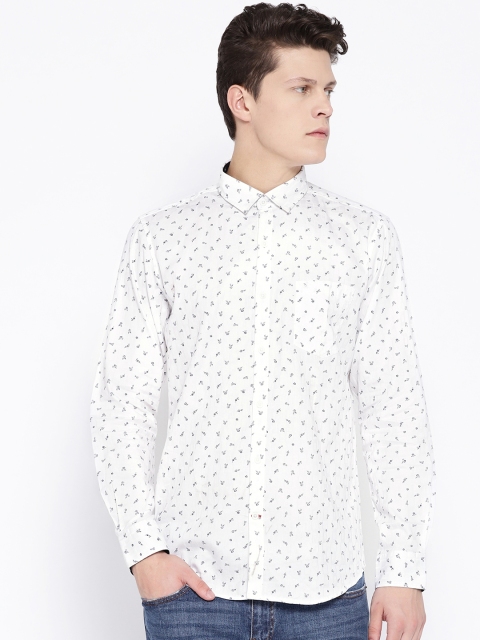 

Monte Carlo Men White & Navy Blue Regular Fit Printed Casual Shirt