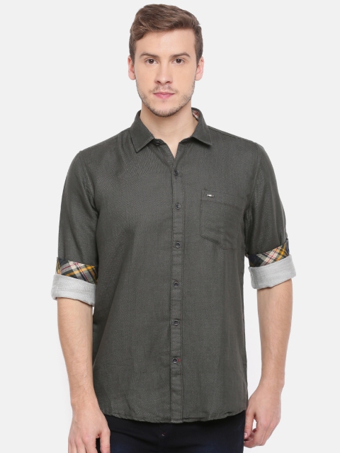 

Monte Carlo Men Charcoal Regular Fit Solid Casual Shirt