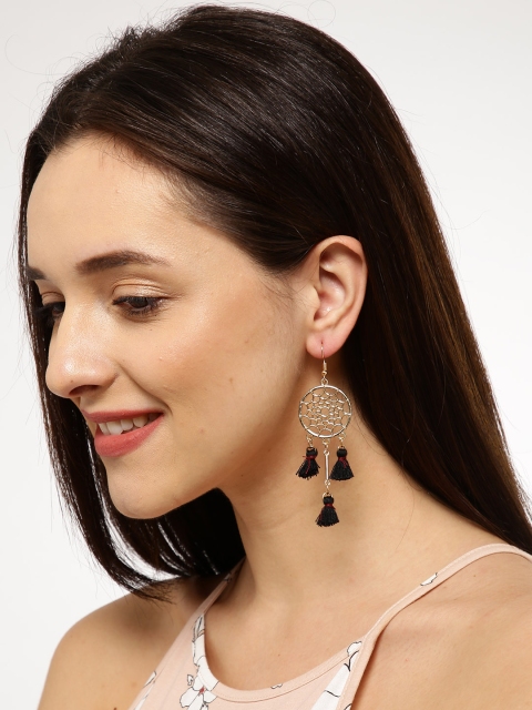 

Ayesha Gold-Toned & Black Circular Drop Earrings