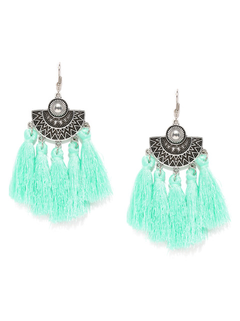

Ayesha Green Contemporary Tasselled Drop Earrings