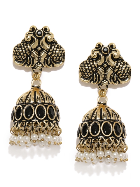 

Ayesha Gold-Toned Oxidised Dome Shaped Jhumkas