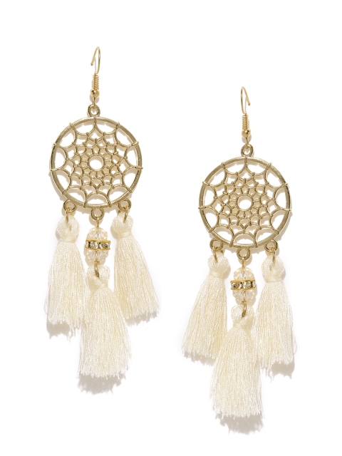 

Ayesha Gold-Toned & Off-White Circular Drop Earrings