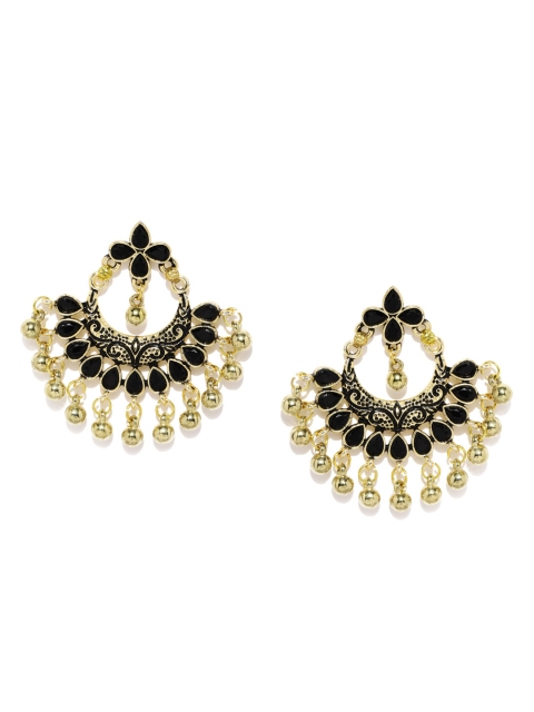 

Ayesha Gold-Toned & Black Stone-Studded Chandbalis