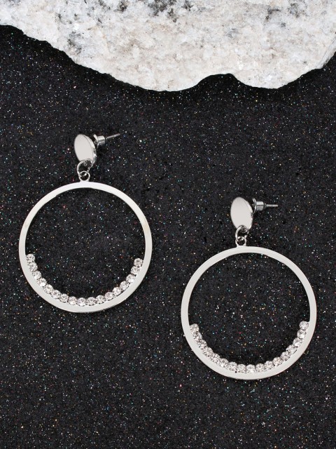 

Ayesha Silver-Toned Circular Drop Earrings