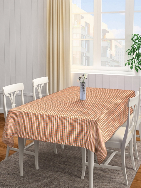 

NEUDIS Orange And Green Checked Hand Woven Cotton Rectangular Table Cover