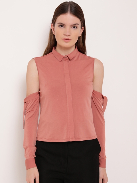 

Kazo Women Dusty Pink Regular Fit Solid Casual Shirt