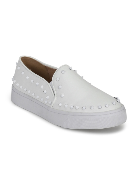 

Truffle Collection Women White Studded Slip-On Sneakers