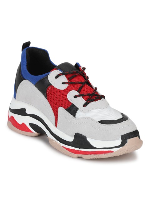 

Truffle Collection Women Red & Grey Colourblocked Sneakers