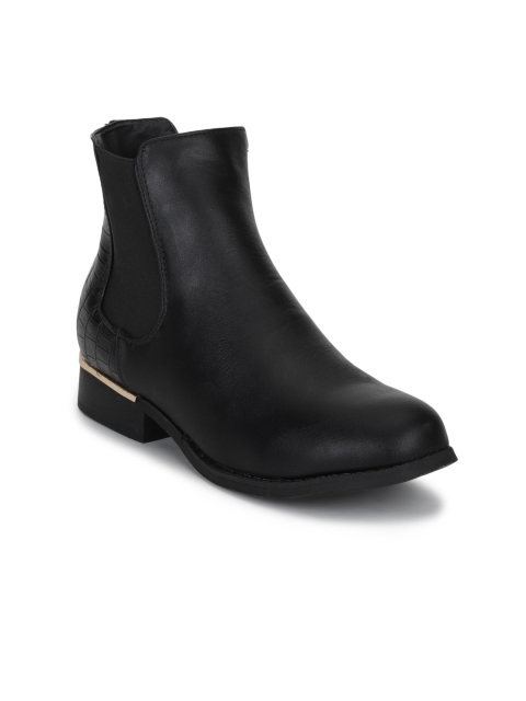 

Truffle Collection Women Black Solid Mid-Top Chelsea Boots