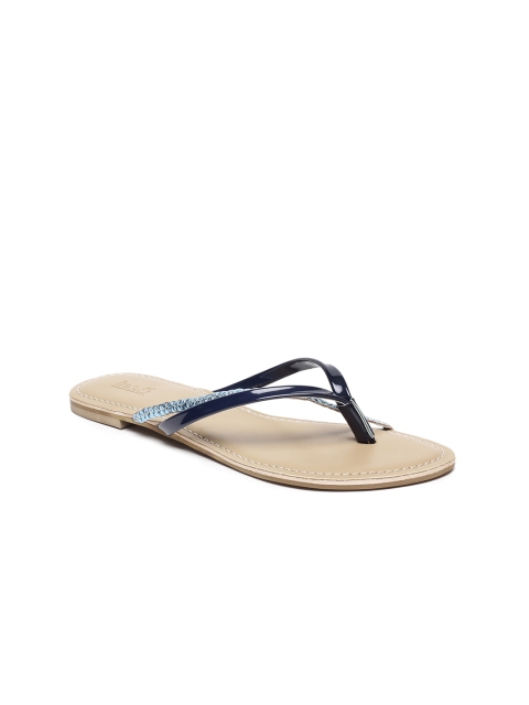 

Inc 5 Women Navy Blue T-Strap Flats