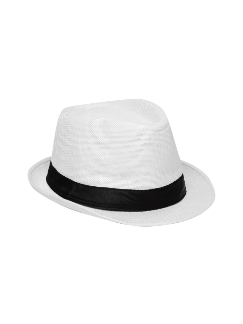 

Ayesha Unisex White With Black Fedora Hat