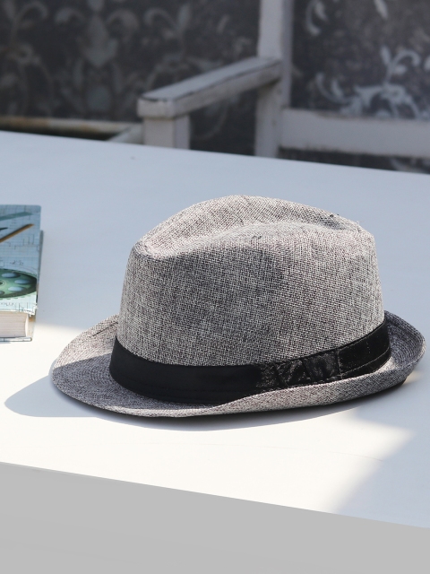 

Ayesha Unisex Grey & Black Fedora Hat