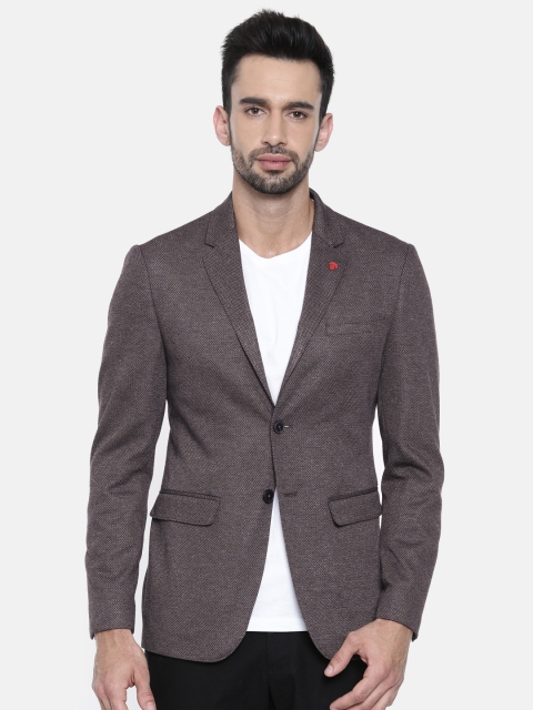 

Peter England Elite Men Charcoal Grey Neo Slim Fit Textured Smart Casual Blazer