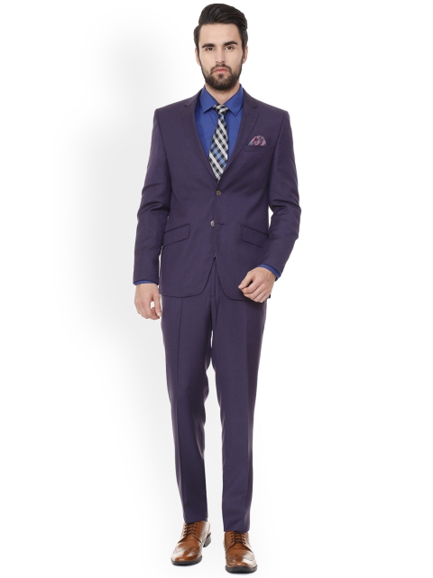 

Peter England Elite Men Purple Solid Single-Breasted Formal Suit