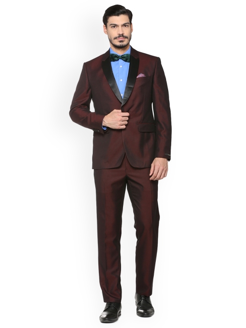 

Peter England Elite Men Maroon Solid Single-Breasted Tuxedo Suit