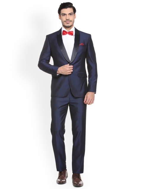 

Peter England Elite Men Navy Blue Solid Single-Breasted Tuxedo Suit