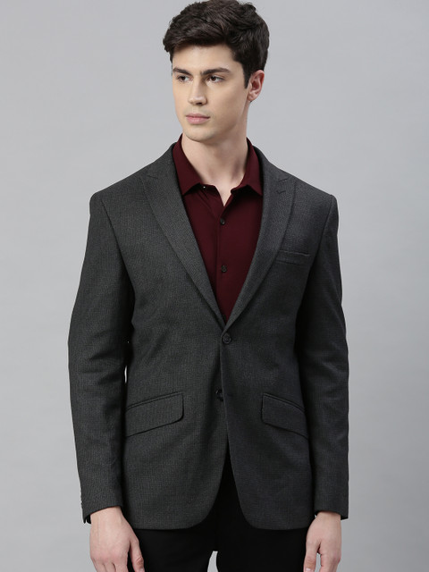 

Peter England Elite Men Grey Solid Neo Slim Fit Single-Breasted Two-Piece Formal Suit