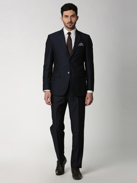 

Peter England Elite Men Navy Blue Solid Single-Breasted Formal Suit