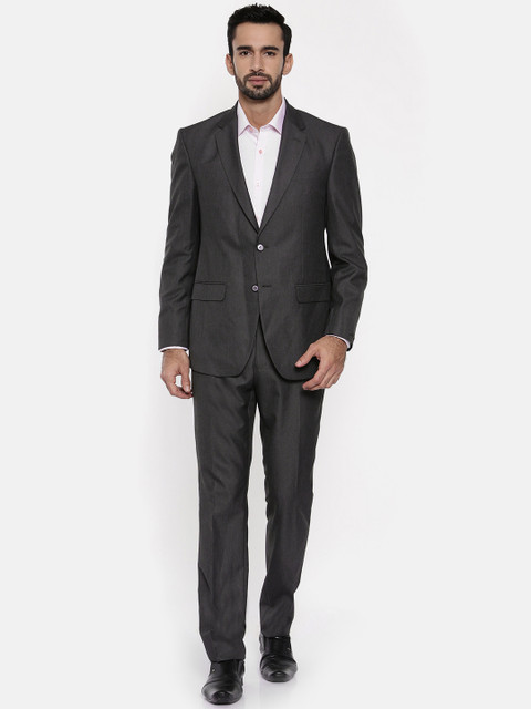 

Peter England Elite Men Grey Solid Tailored Fit Formal Suit