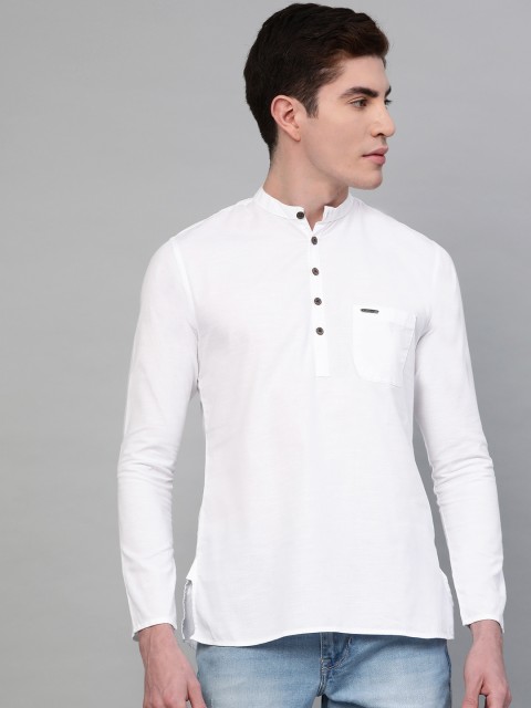 

Peter England Men White Solid Straight Kurta