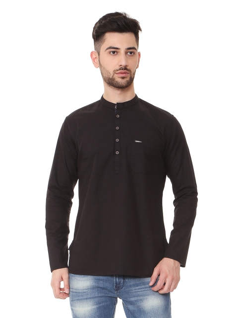 

Peter England Men Black Solid Straight Kurta