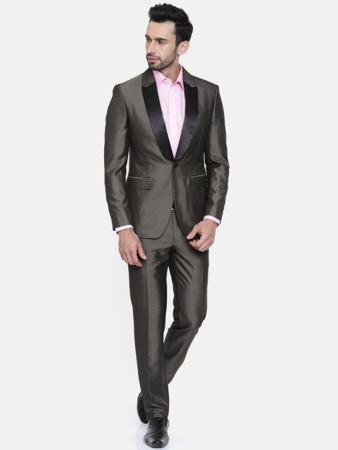 

Peter England Elite Men Olive Green Neo Slim Fit Solid Single-Breasted Formal Suit