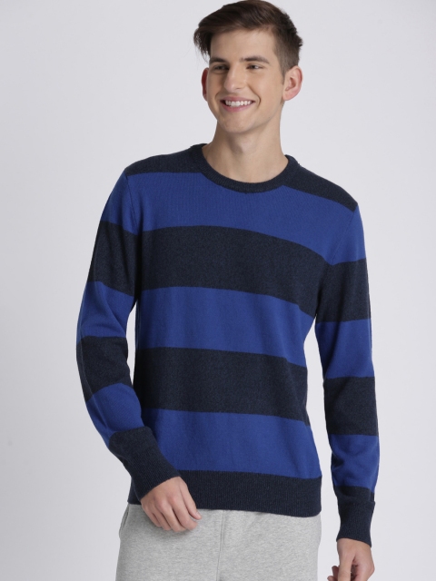 

GAP Men Blue Striped Pullover
