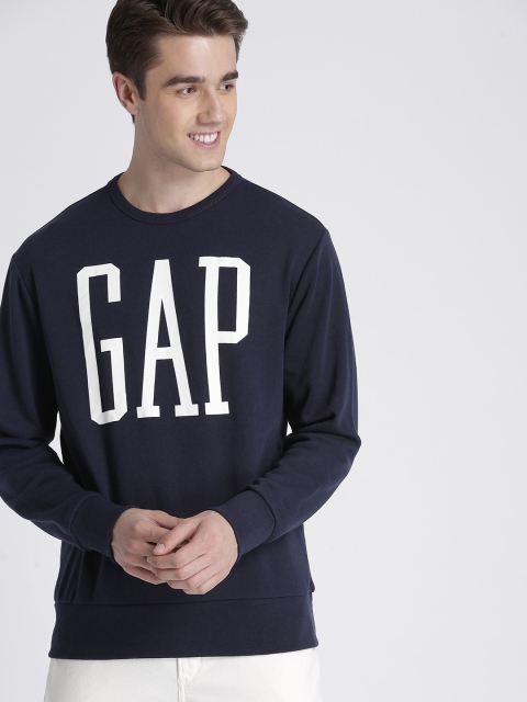 

GAP Men Navy Blue Printed Sweatshirt