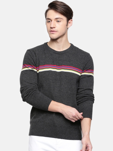 

GAP Men Charcoal Striped Pullover